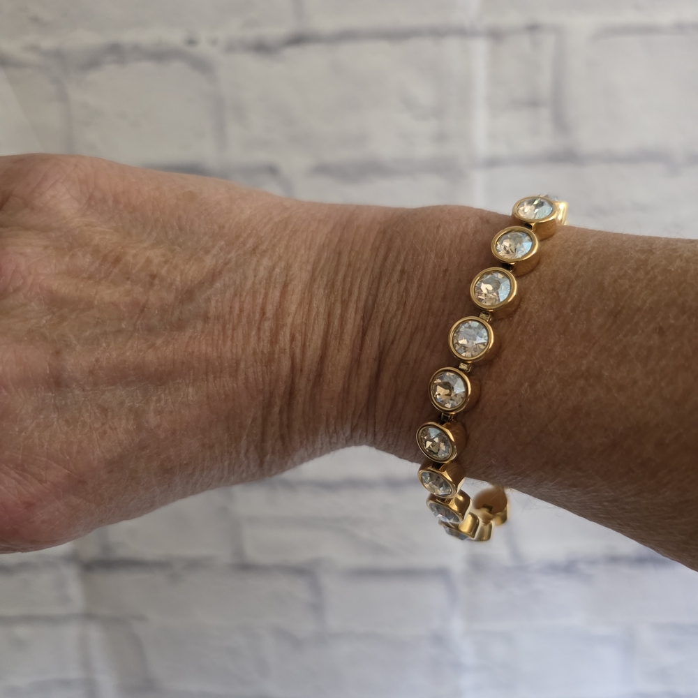 Swarovski CrystalMoonlit  Ice Gold Bracelet with Sparkling Crystals - Picture 9 of 10